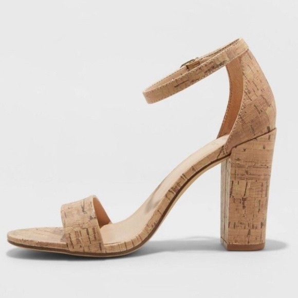 NWT A NEW DAY Ema High Block Heel Cork Pumps Tan - Picture 2 of 10